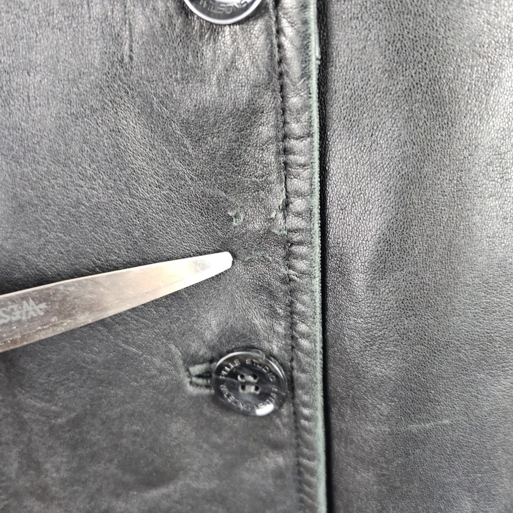Vintage 90s Pelle Studio Wilsons Leather Beltless Trench Coat Jacket Sz Large - Picture 4 of 11